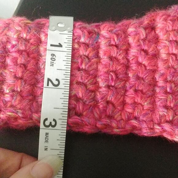 Just in! Handmade Crocheted Contoured Unisex Headband/Earwarmer Pink/Multi - Picture 8 of 8